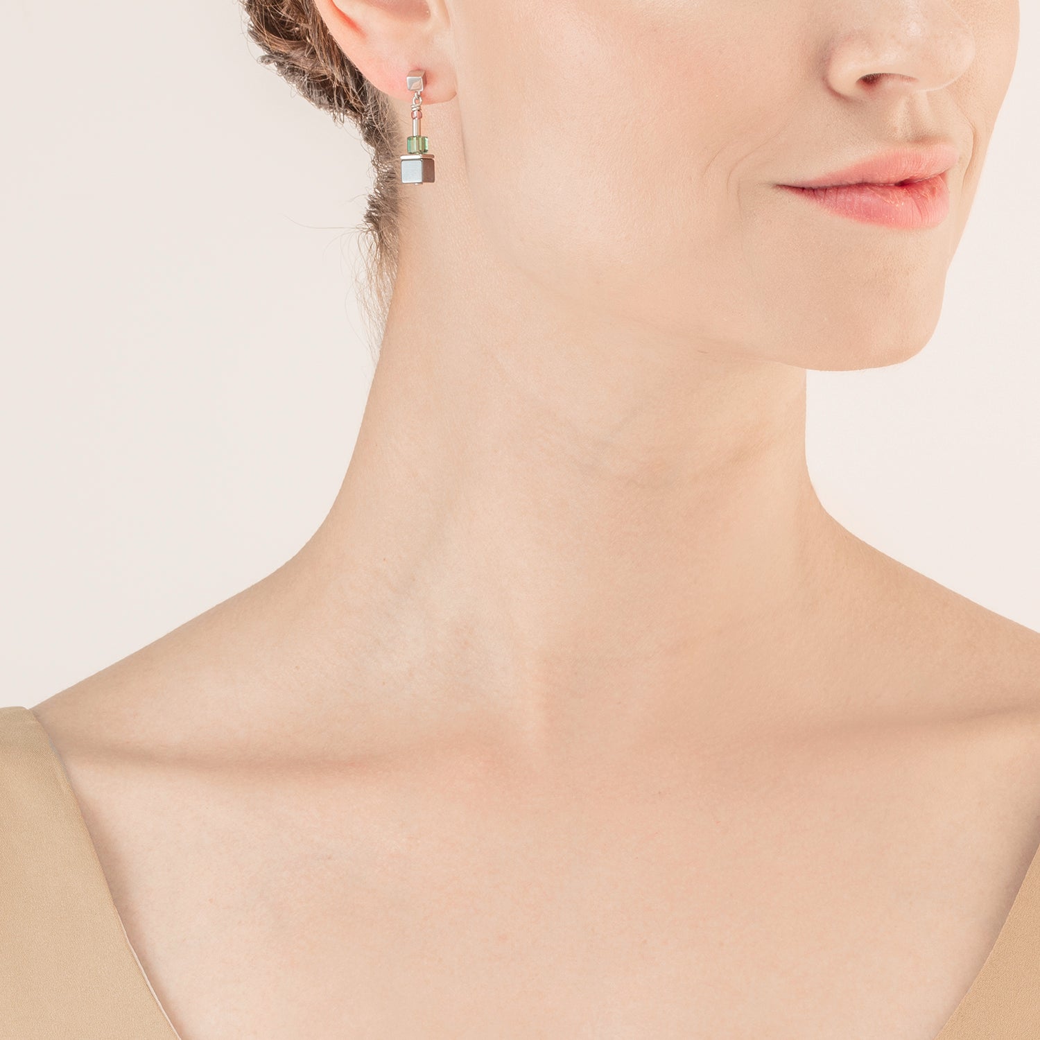 Boucles d'oreille Cube Story Colour Couple hématite vintage