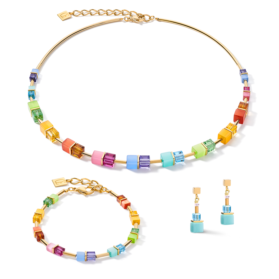 Bracelet GeoCUBE® colour couple multicolore rainbow-or