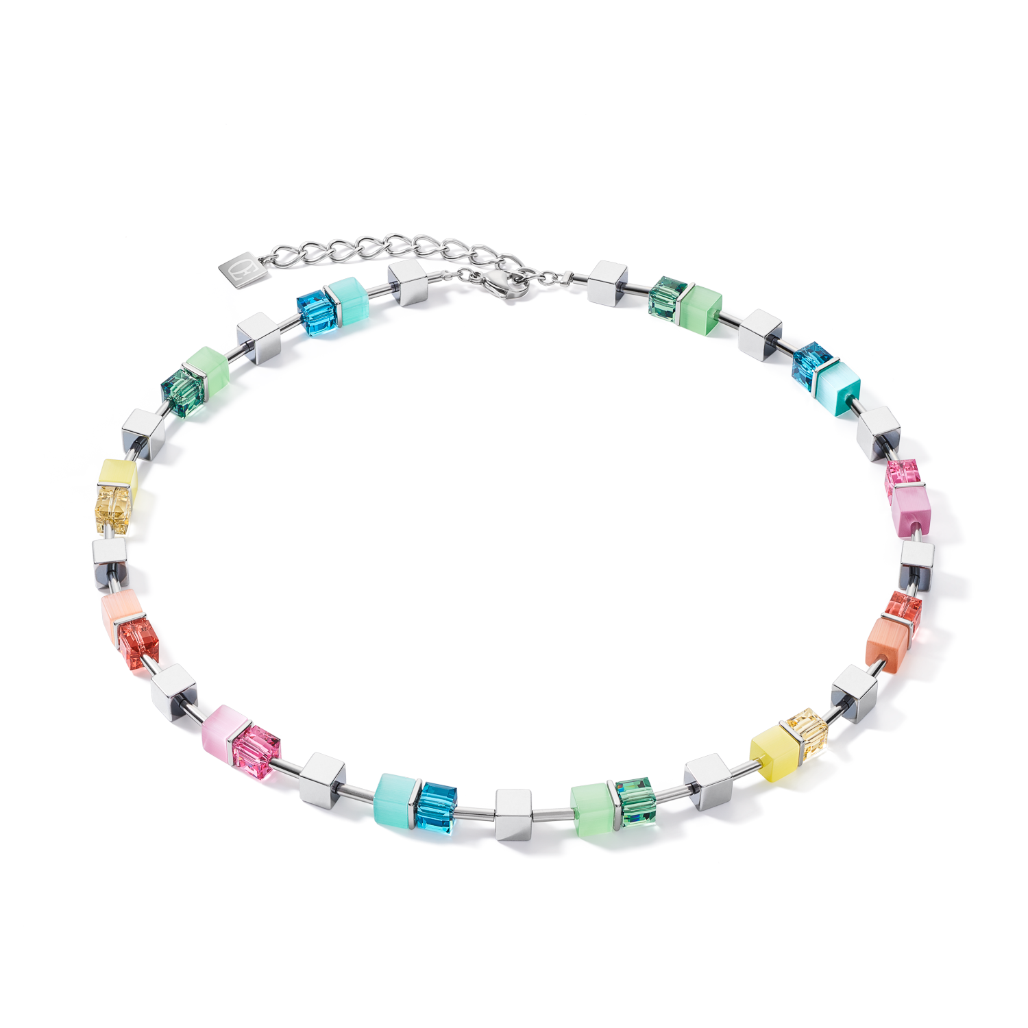 Collier GeoCUBE® colour couple hématite multicolore spring-argent