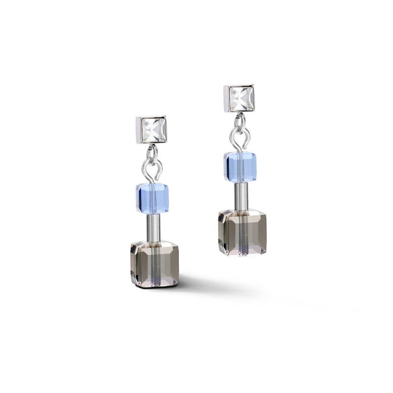 Boucles d'oreille GeoCUBE® minimaliste cristaux bleu