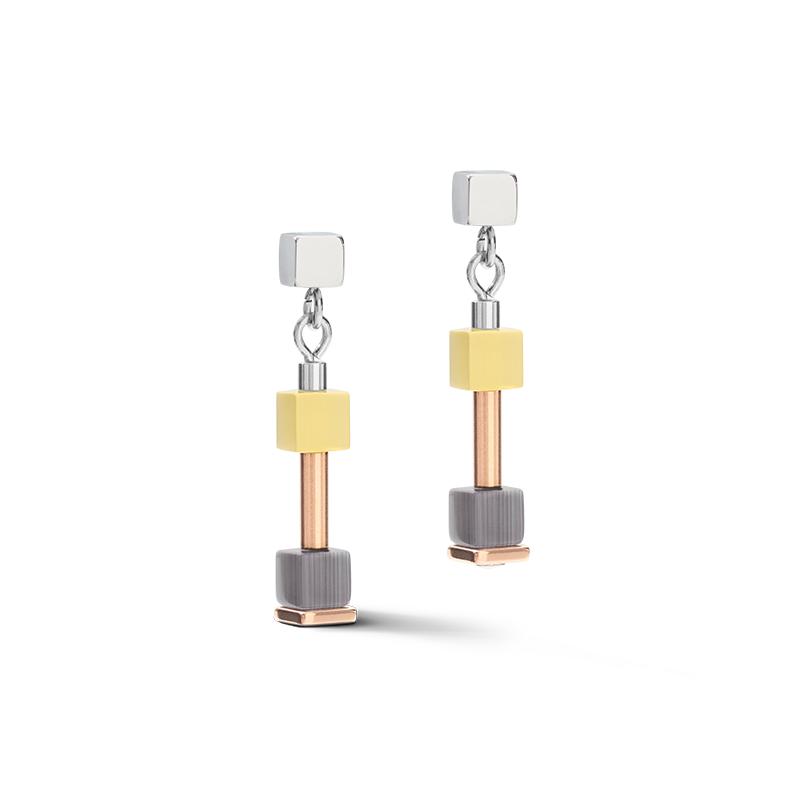 Boucles d'oreille GeoCUBE® fin beige-olive pastel