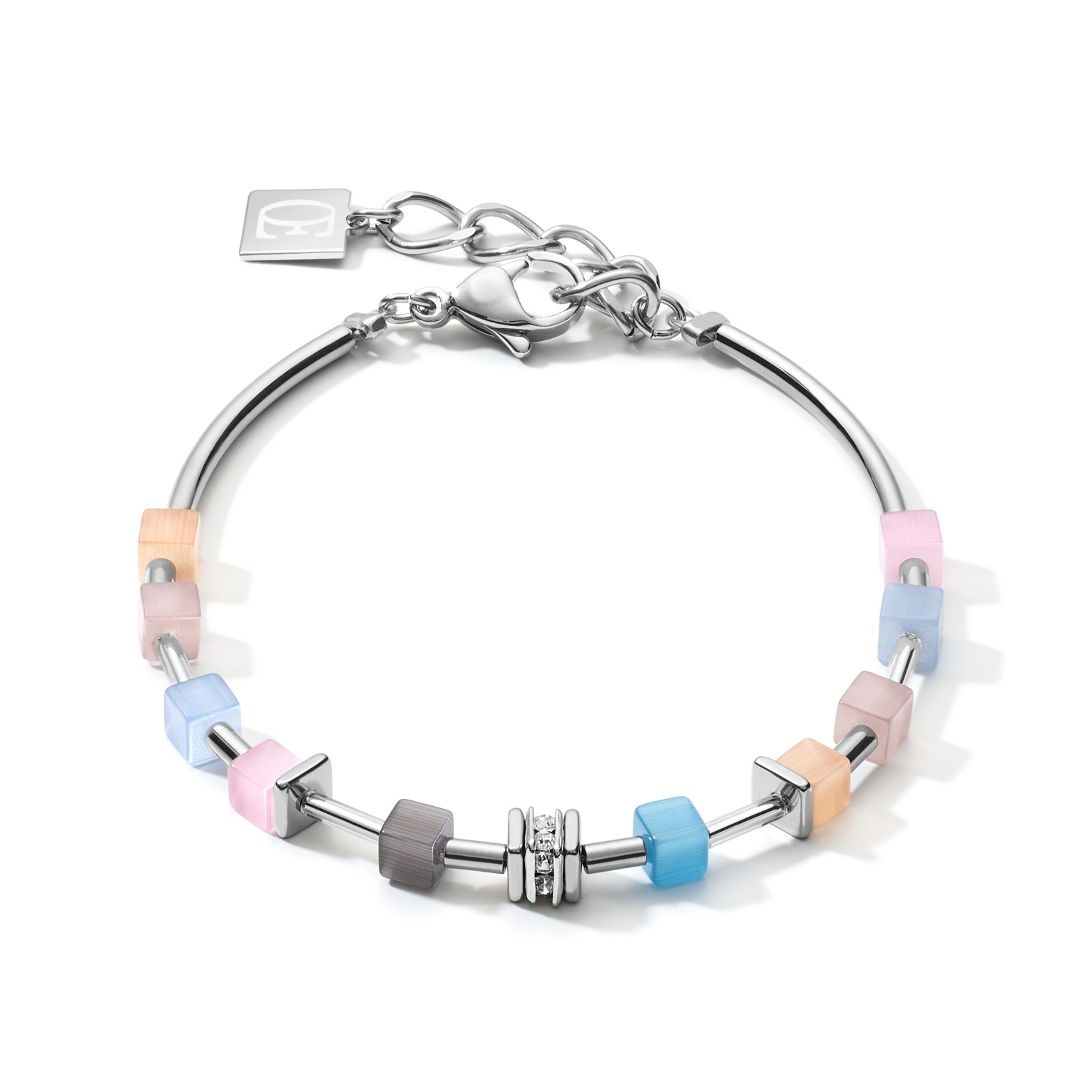 Bracelet GeoCUBE® fin bleu-rose pastel