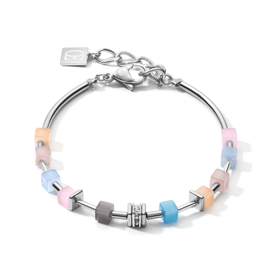 Bracelet GeoCUBE® fin bleu-rose pastel