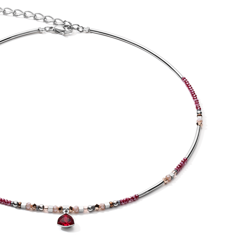 Collier pendentif Curvy Triangle rouge