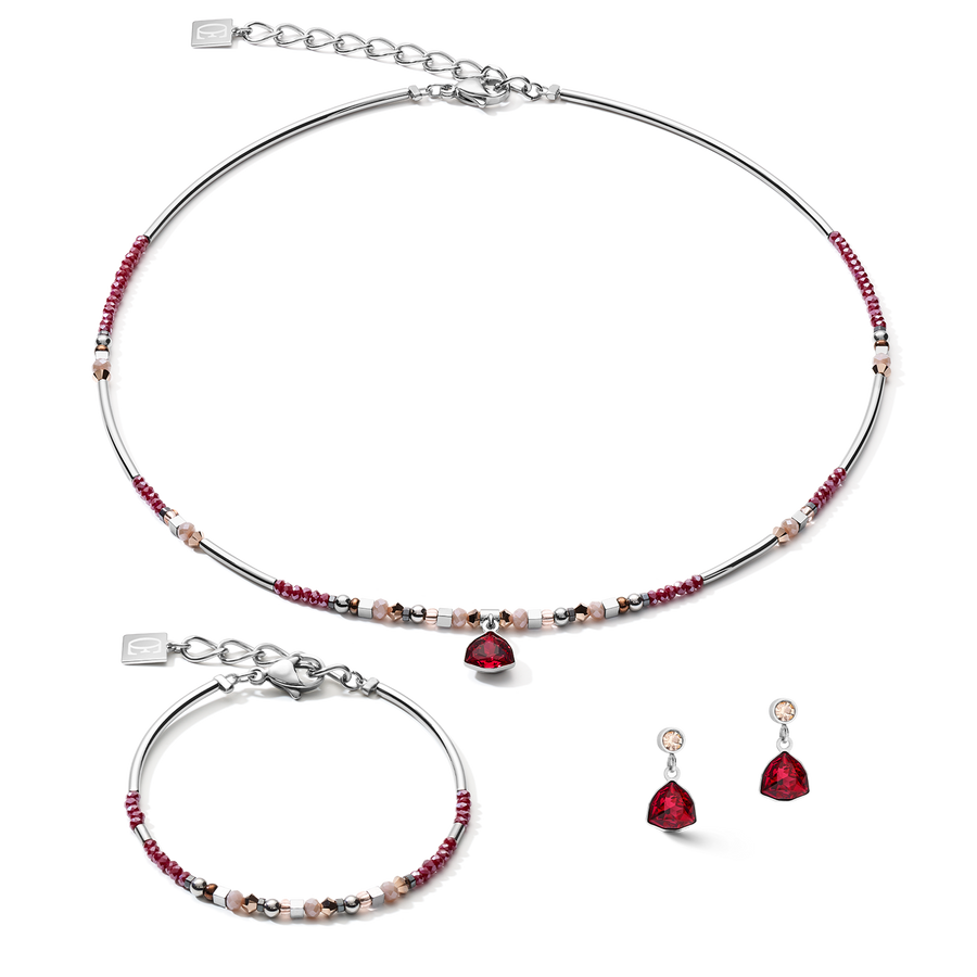 Collier pendentif Curvy Triangle rouge