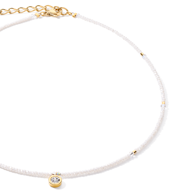 Collier small crystal or & blanc