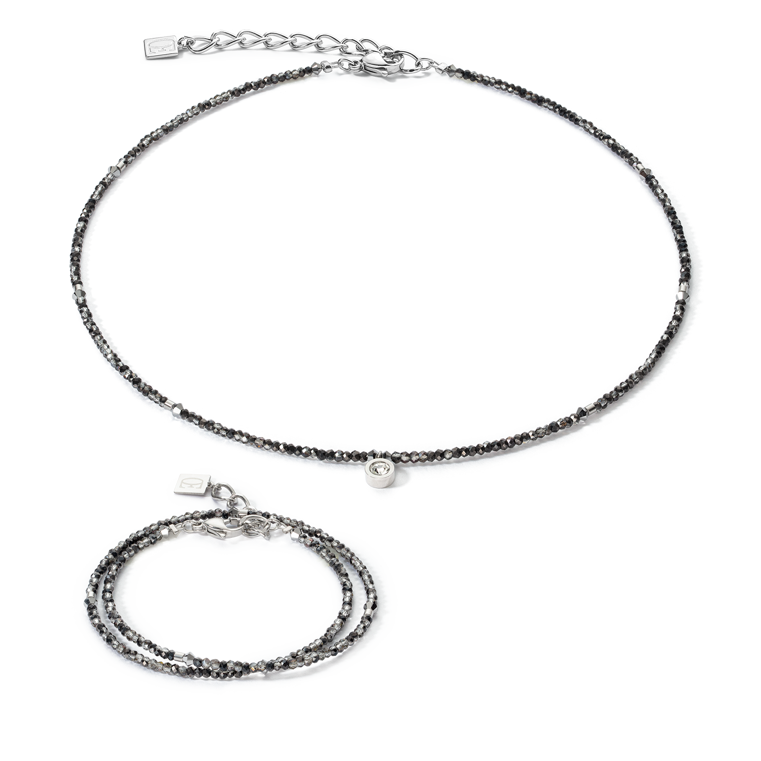 Bracelet Sparkling Dot Delicate argent & anthracite