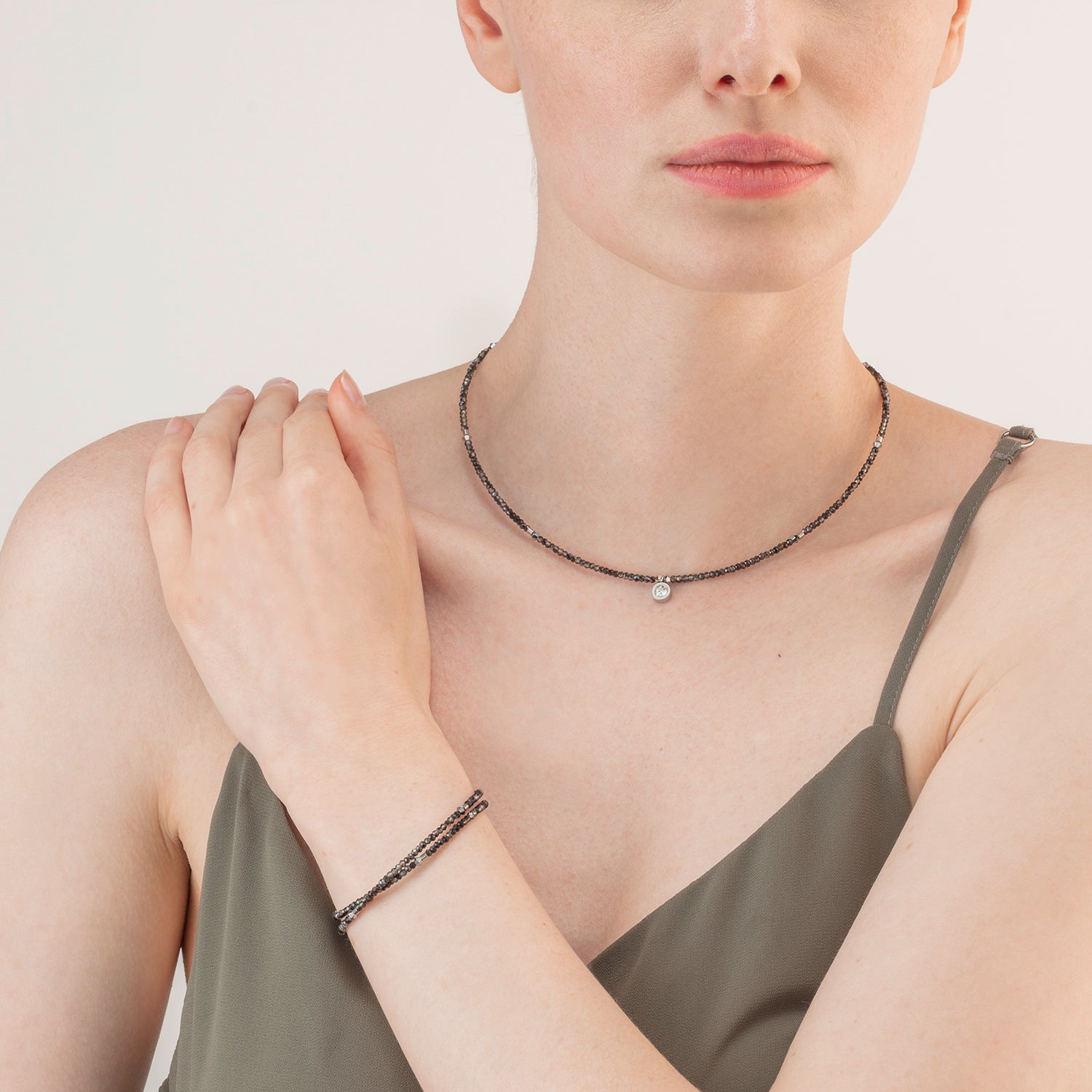 Bracelet Sparkling Dot Delicate argent & anthracite