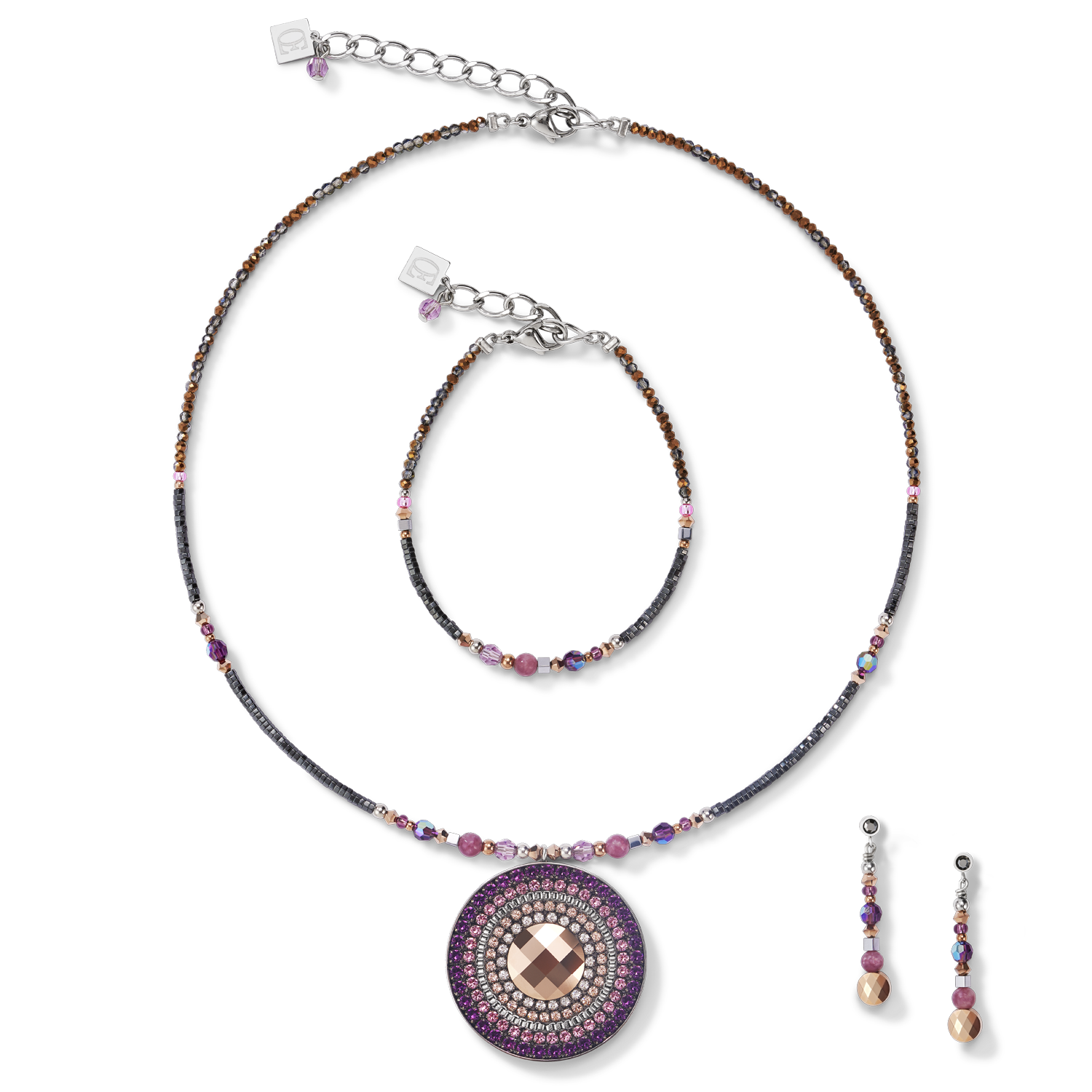 Bracelet Amulet small Swarovski® Crystals & lepidolite amethyst
