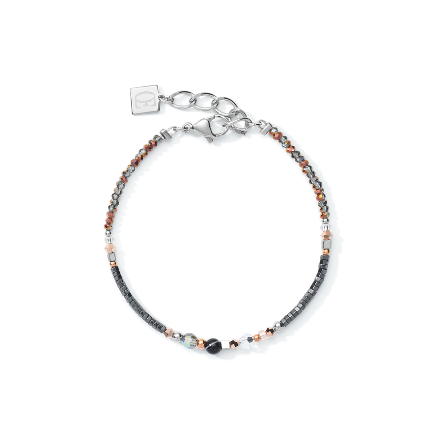 Bracelet Amulette small Cristaux  & onyx rayé gris-cristal