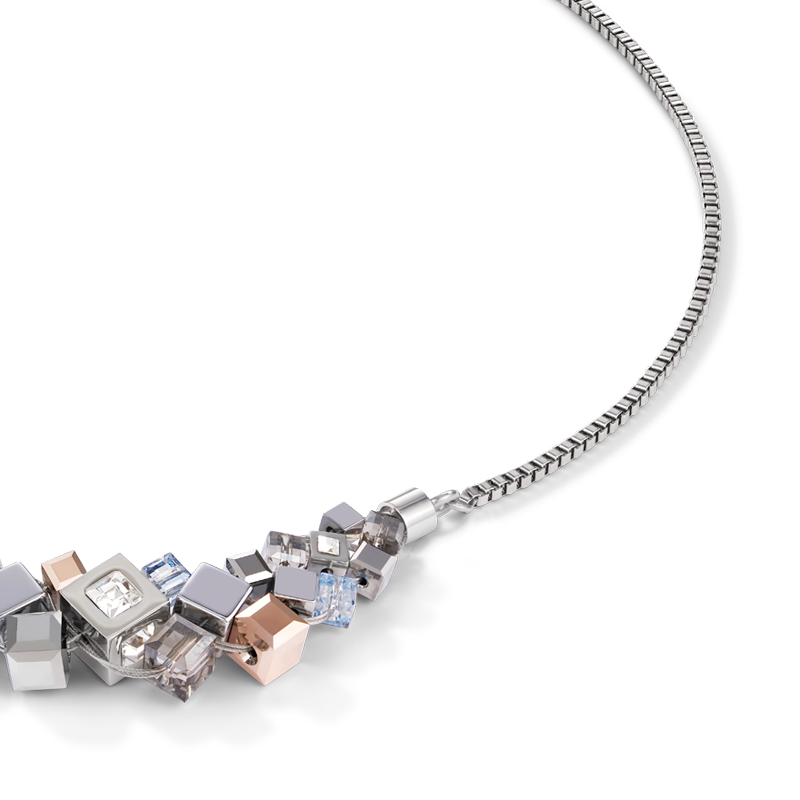 Collier GeoCUBE® cluster argent-or rose