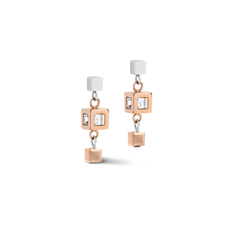 Boucles d'oreille GeoCUBE® cluster or rose