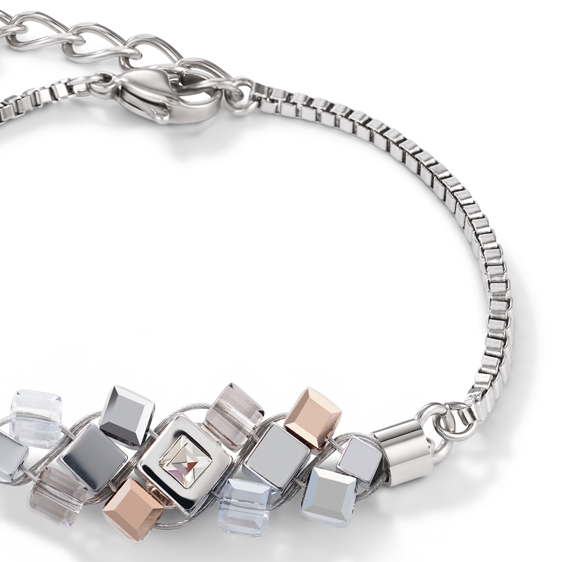 Bracelet GeoCUBE® cluster argent-or rose