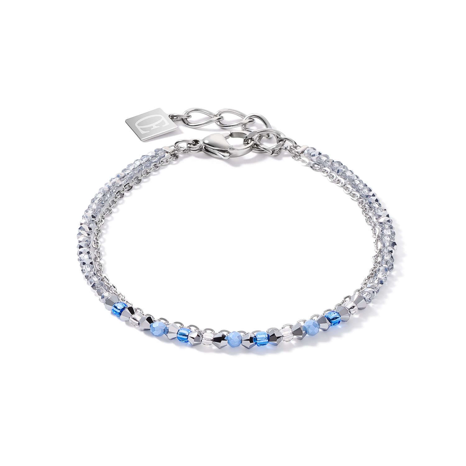 Bracelet fine waterfall silver-light blue