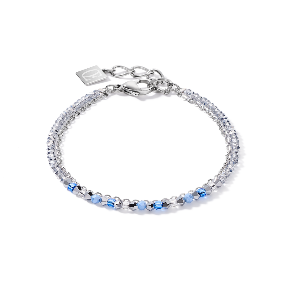 Bracelet fine waterfall argent-bleu clair