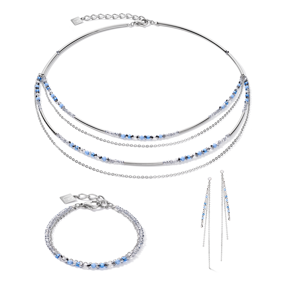 Bracelet fine waterfall argent-bleu clair