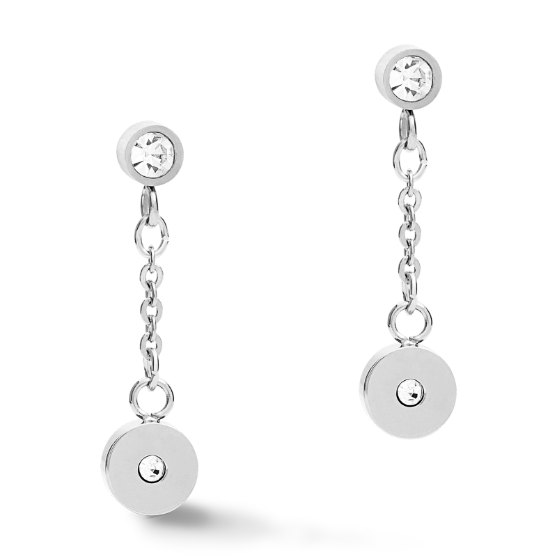 Boucles d'oreille Coins & Chain argent-lilas