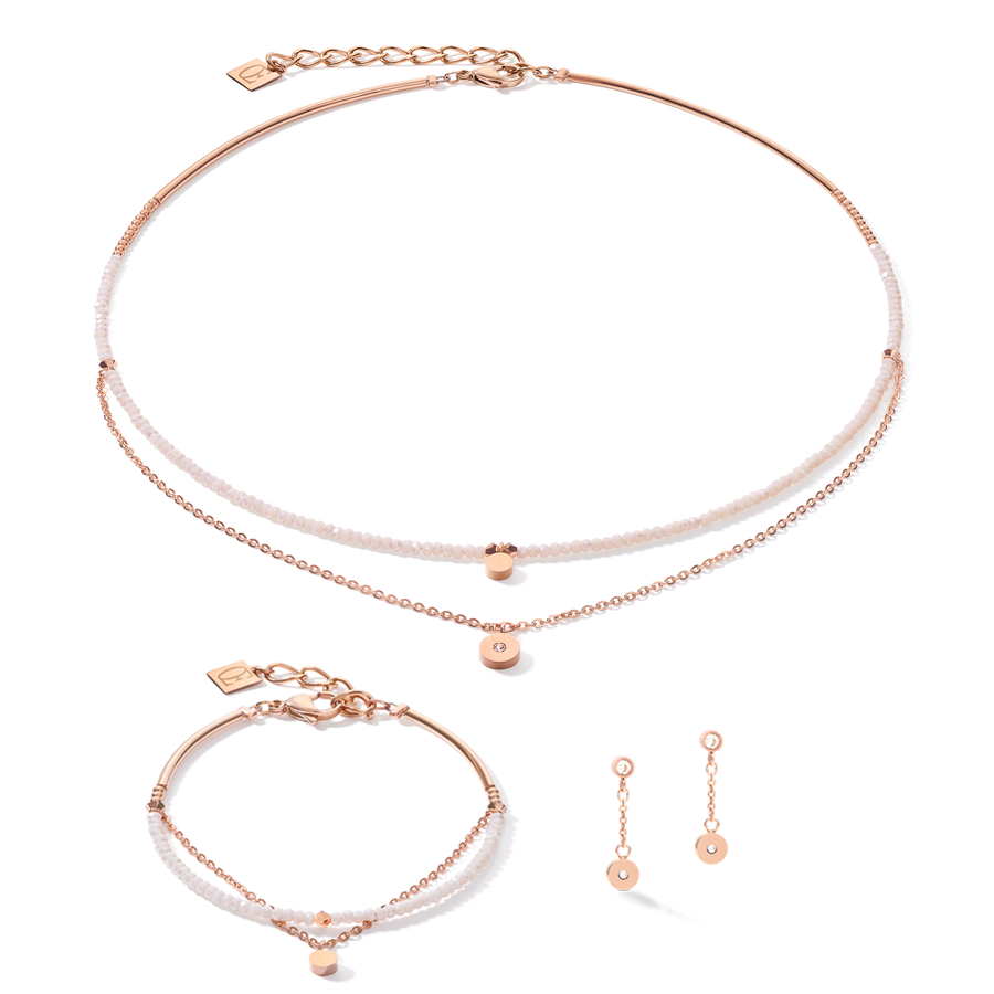 Boucles d'oreille Coins & Chain or rose-blanc