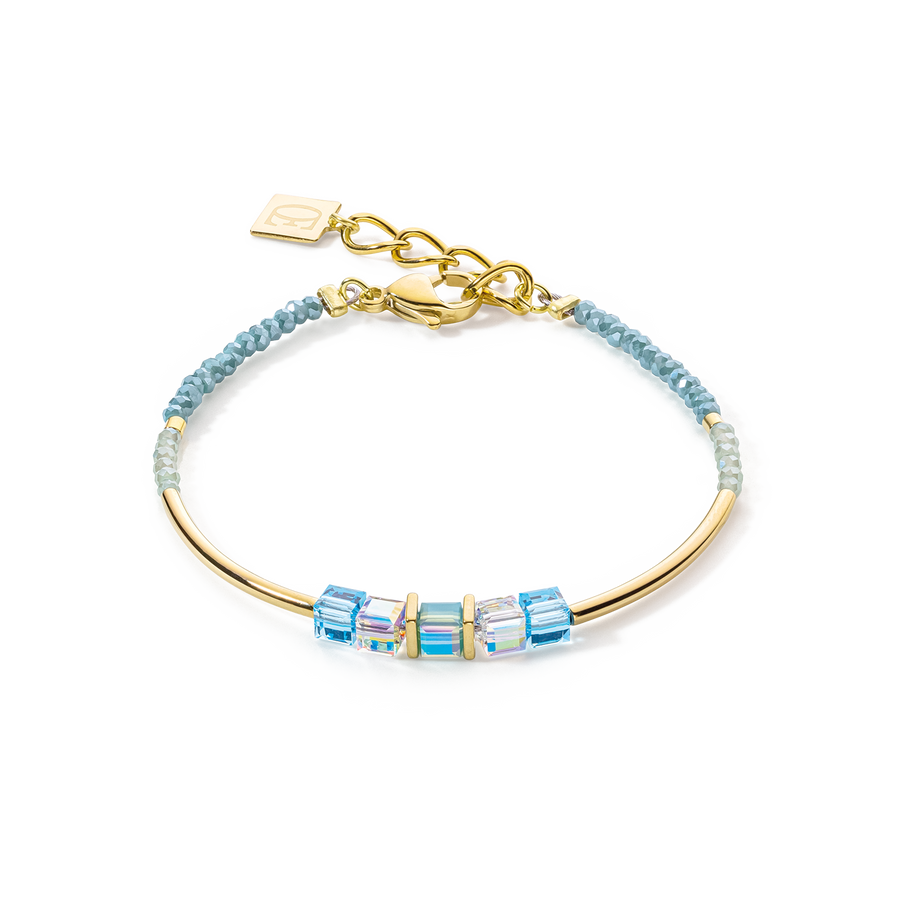 Bracelet Cube Story Minimalistic or-turquoise