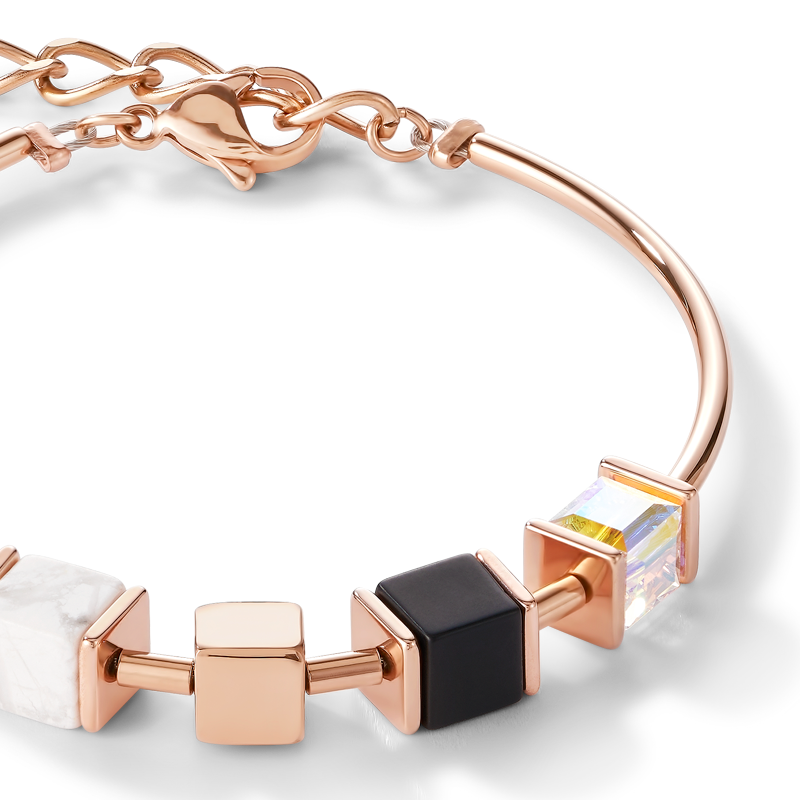 Bracelet GeoCUBE® & chaîne noir-blanc