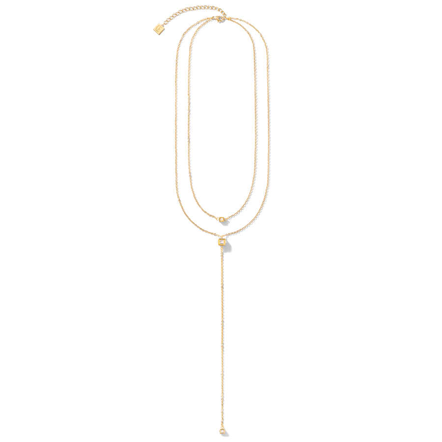 Collier Y long Minimalist Chain acier or cristal