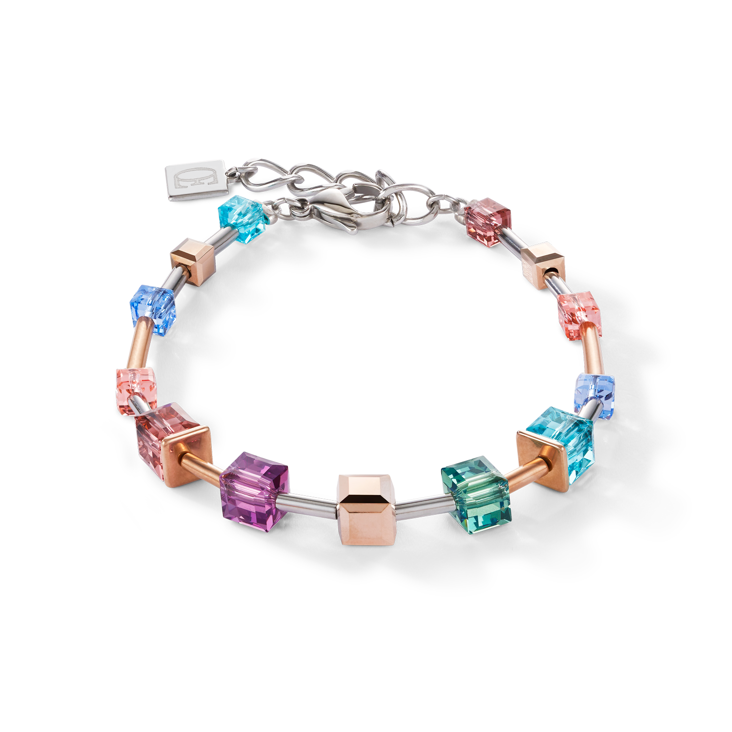 Bracelet GeoCUBE® multicolore & acier or rose