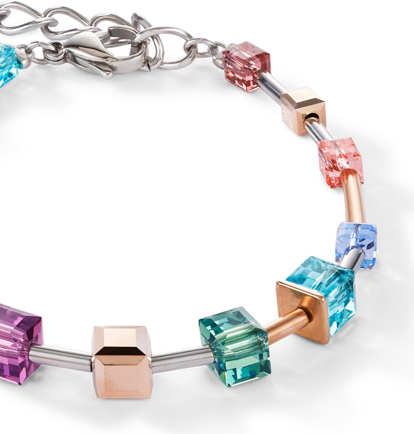 Bracelet GeoCUBE® multicolore & acier or rose