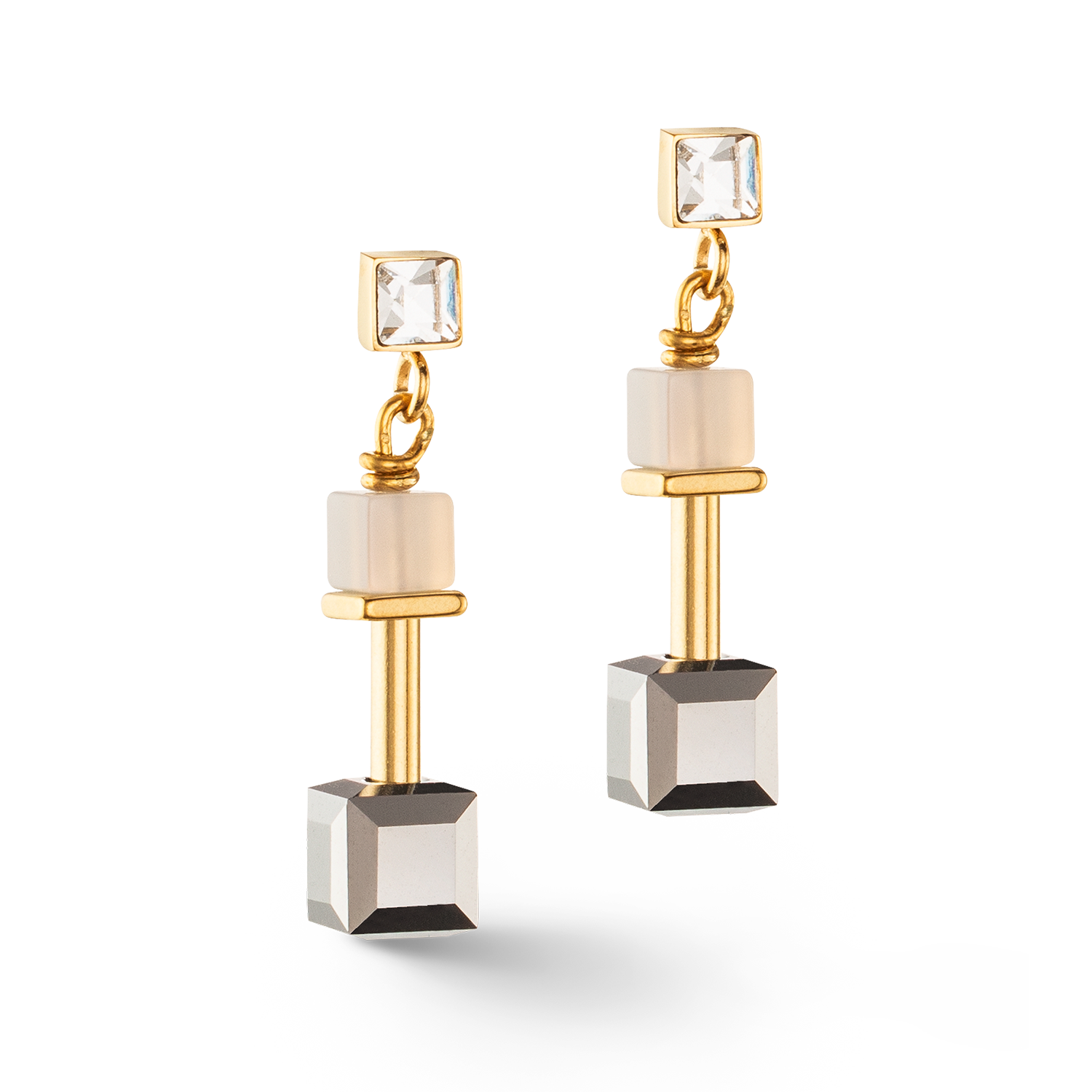 Boucles d'oreilles GeoCUBE® Precious & Slider Closure or gris