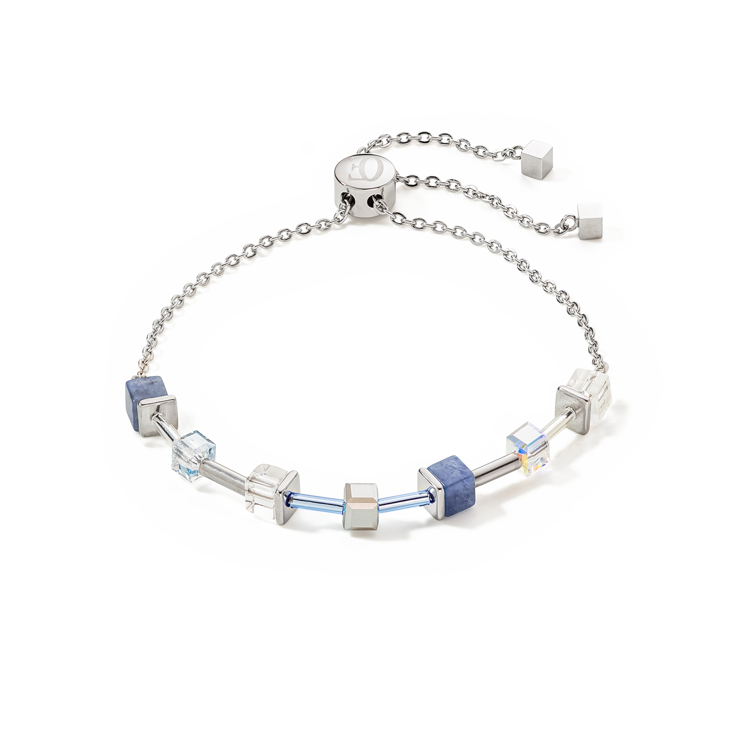 Bracelet GeoCUBE® Precious & Slider Closure argent bleu