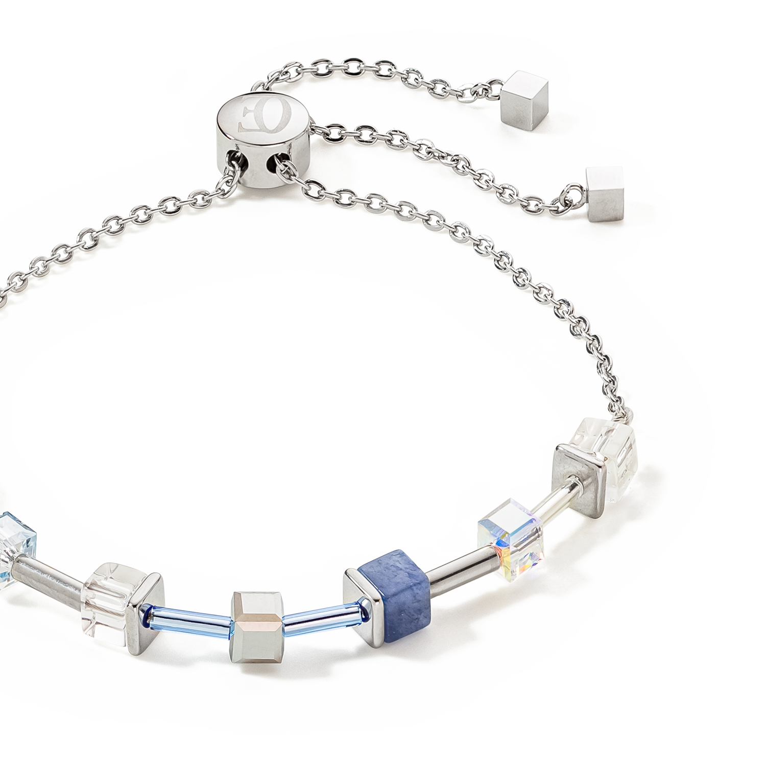 Bracelet GeoCUBE® Precious & Slider Closure argent bleu