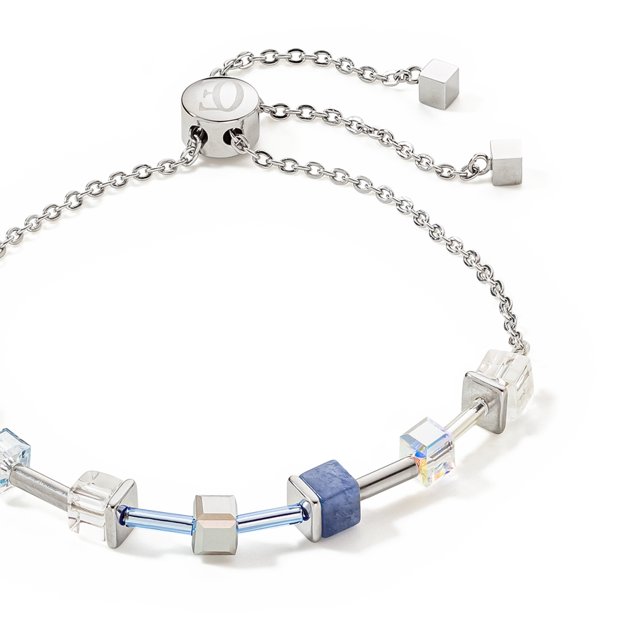Bracelet GeoCUBE® Precious & Slider Closure argent bleu