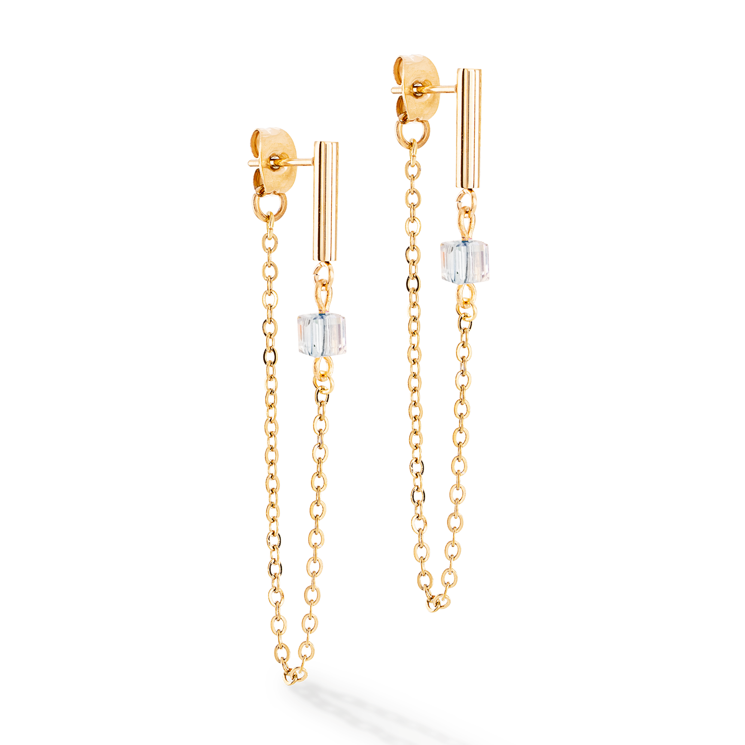 Boucles d'oreilles Mini Cubes & Chain or-noir