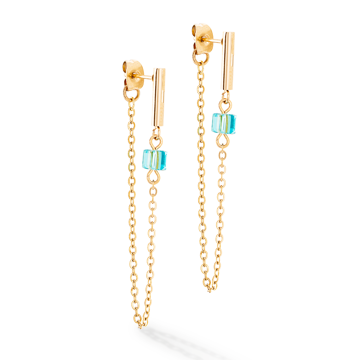 Boucles d'oreilles Mini Cubes & Chain or-multicolore