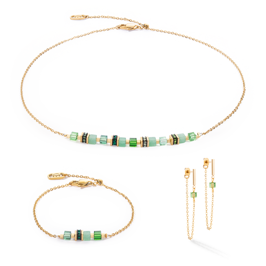 Bracelet Mini Cubes & Chain or-vert