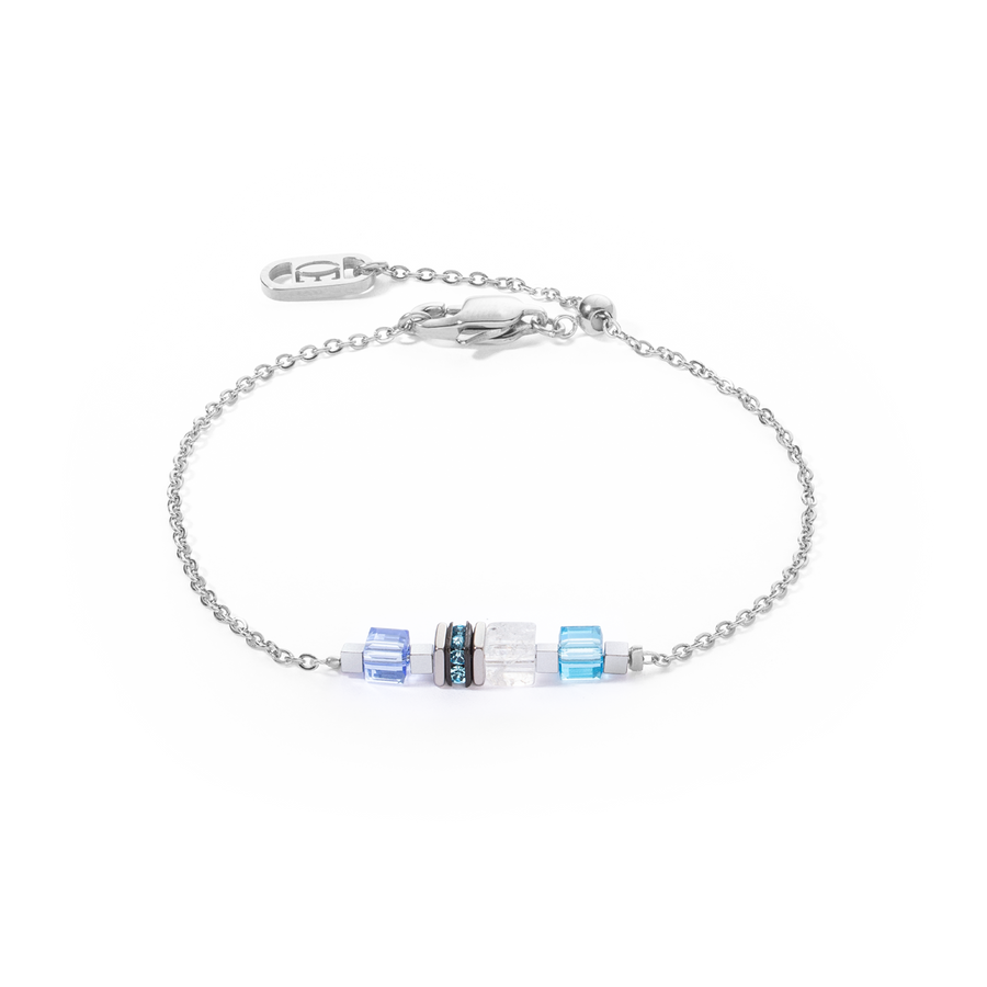 Bracelet Mini Cubes & Chain argent-bleu