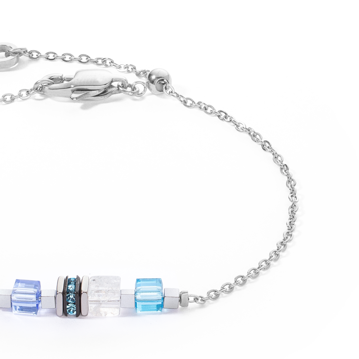 Bracelet Mini Cubes & Chain argent-bleu