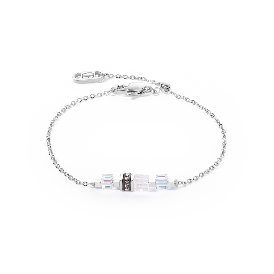 Bracelet Mini Cubes & Chain argent-blanc
