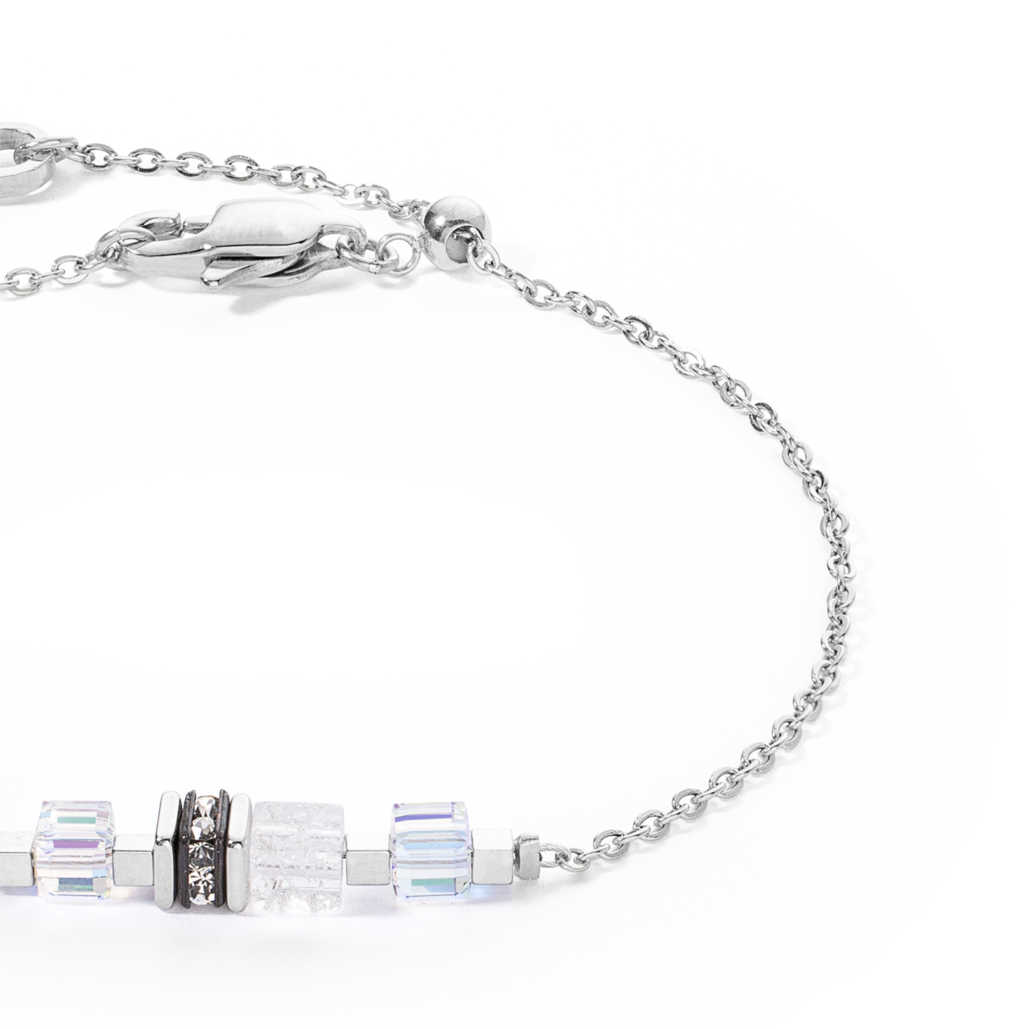 Bracelet Mini Cubes & Chain argent-blanc