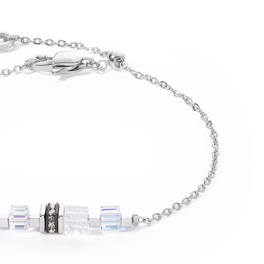 Bracelet Mini Cubes & Chain argent-blanc