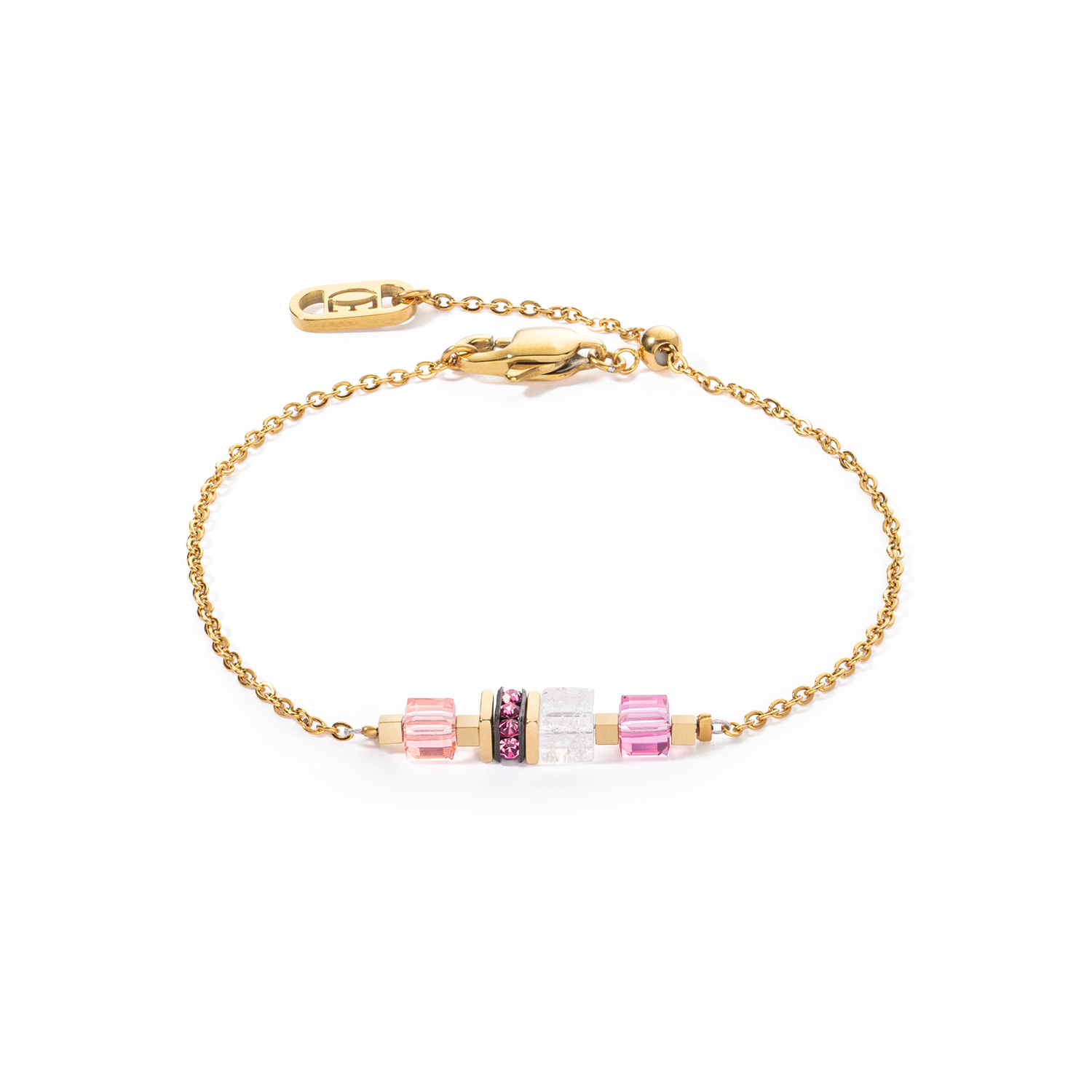 Bracelet Mini Cubes & Chain or-rose
