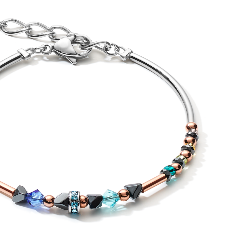 Bracelet Fine & Edgy Hématite & cristaux & acier inoxydable multicolore