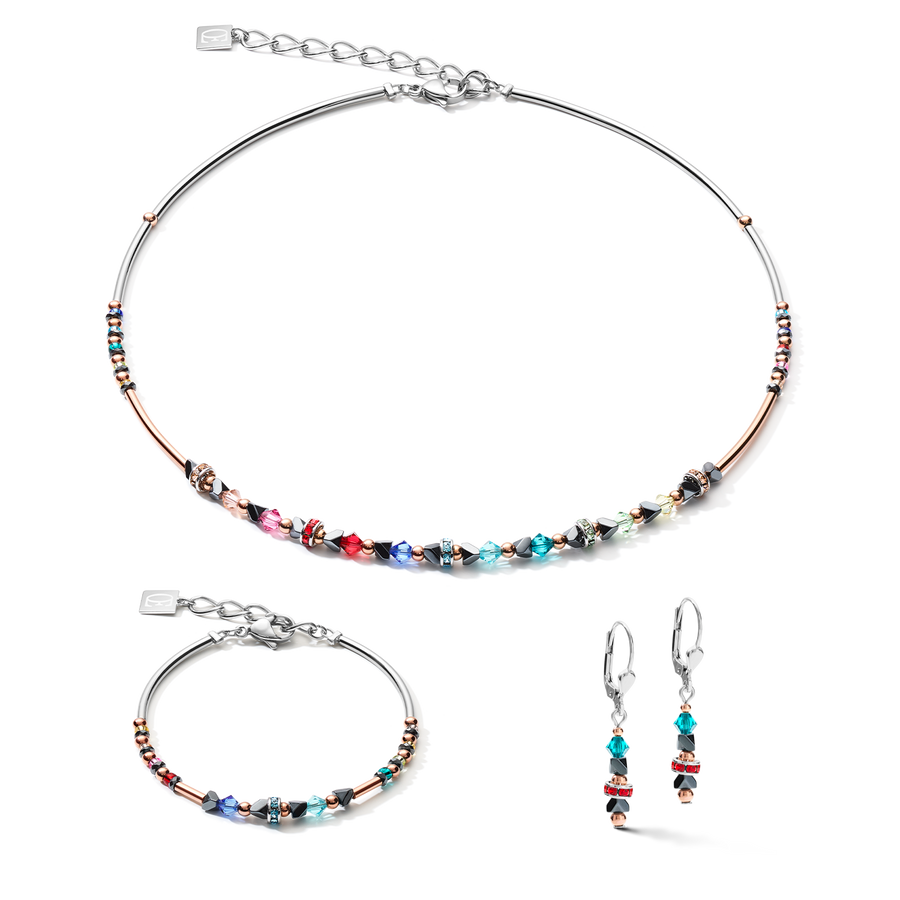 Bracelet Fine & Edgy Hématite & cristaux & acier inoxydable multicolore