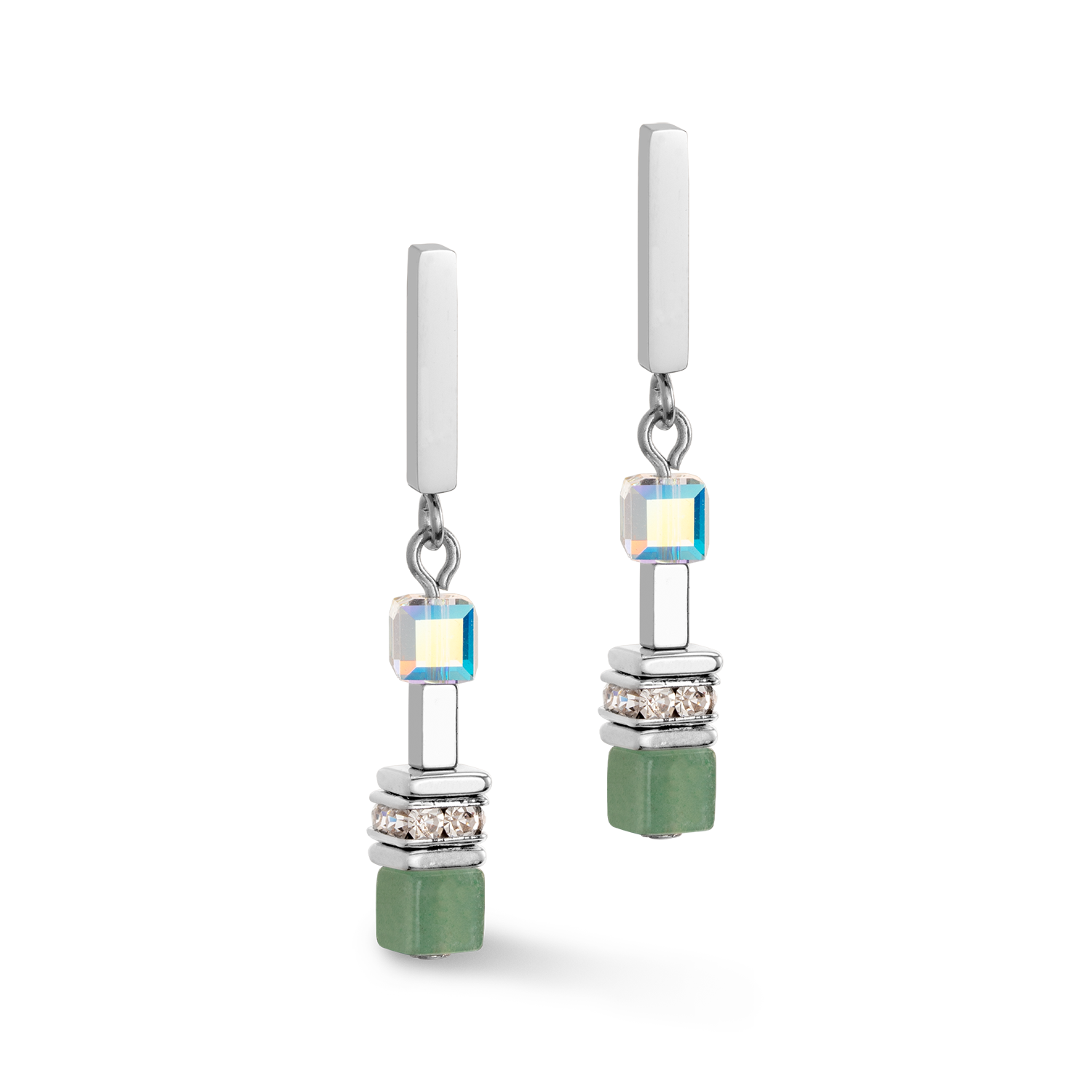 Boucles d'oreille GeoCUBE® Precious Fusion Chunky Chain vert clair