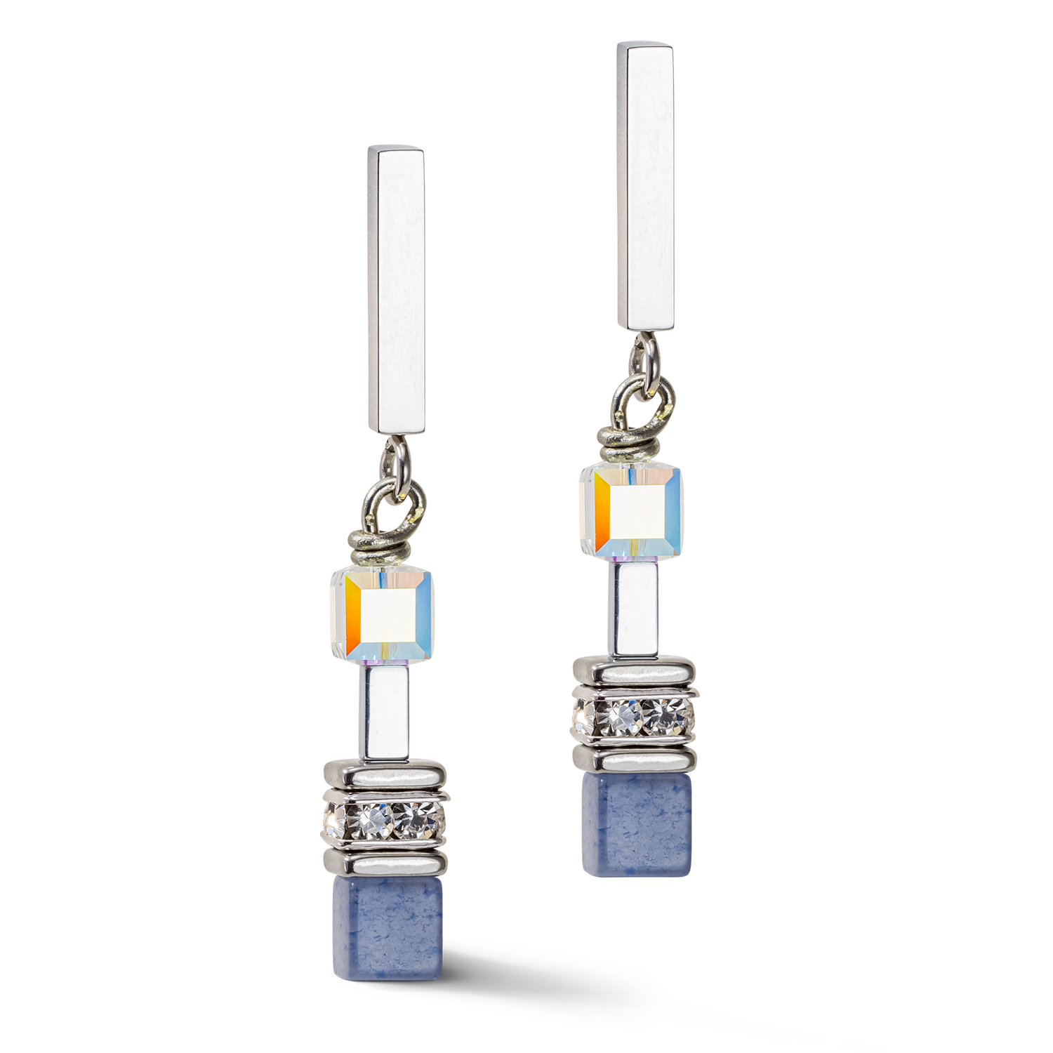 Boucles d'oreille GeoCUBE® Precious Fusion Chunky Chain bleu clair