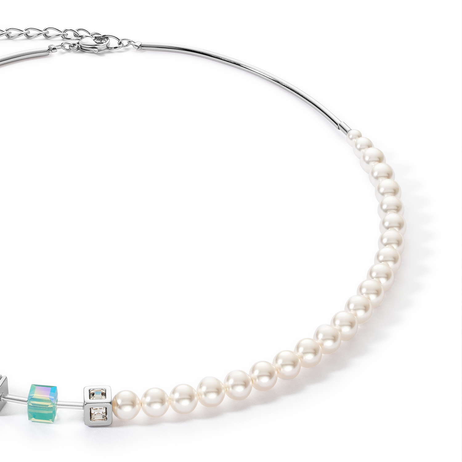 Collier GeoCUBE® Precious Fusion Pearls aqua bleu