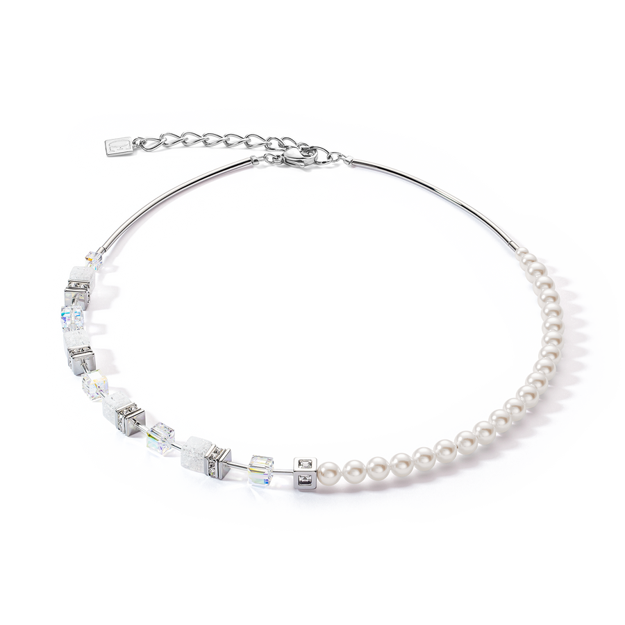 Collier GeoCUBE® Precious Fusion Pearls blanc