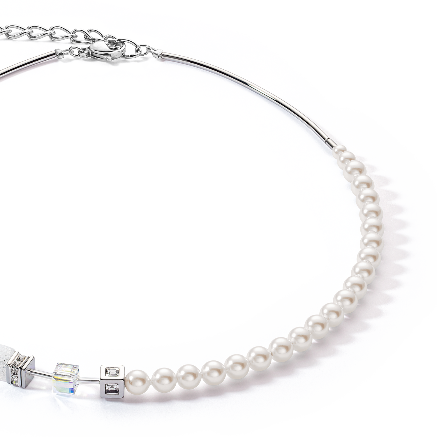 Collier GeoCUBE® Precious Fusion Pearls blanc