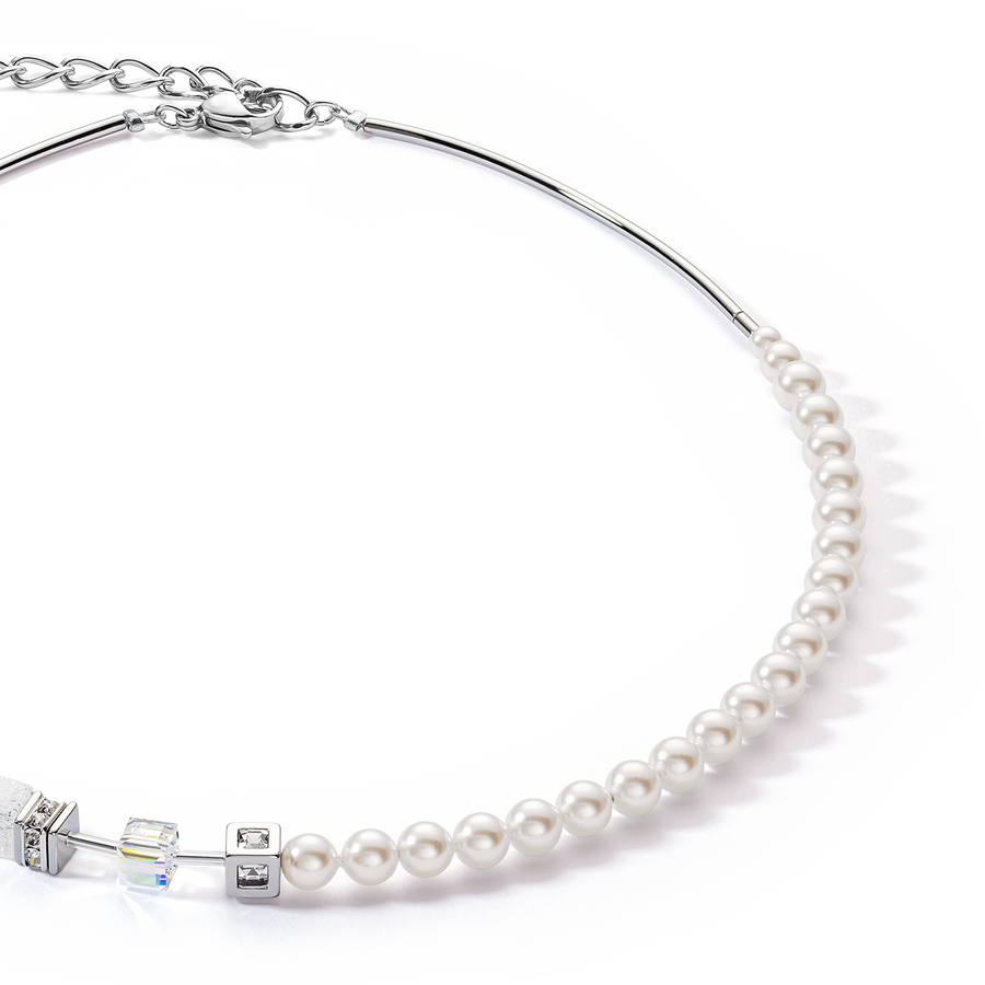 Collier GeoCUBE® Precious Fusion Pearls blanc
