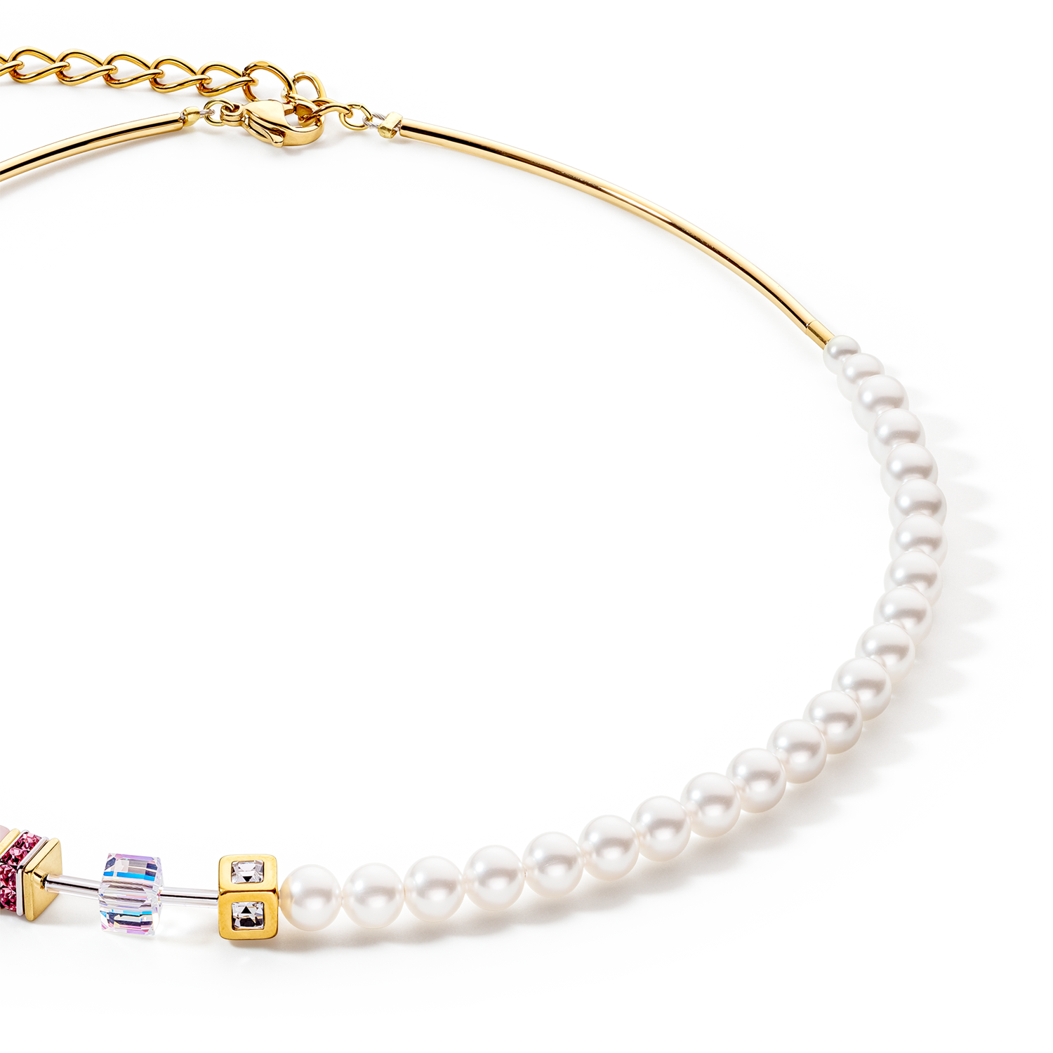 Collier GeoCUBE® Precious Fusion Pearls multicolore pastel