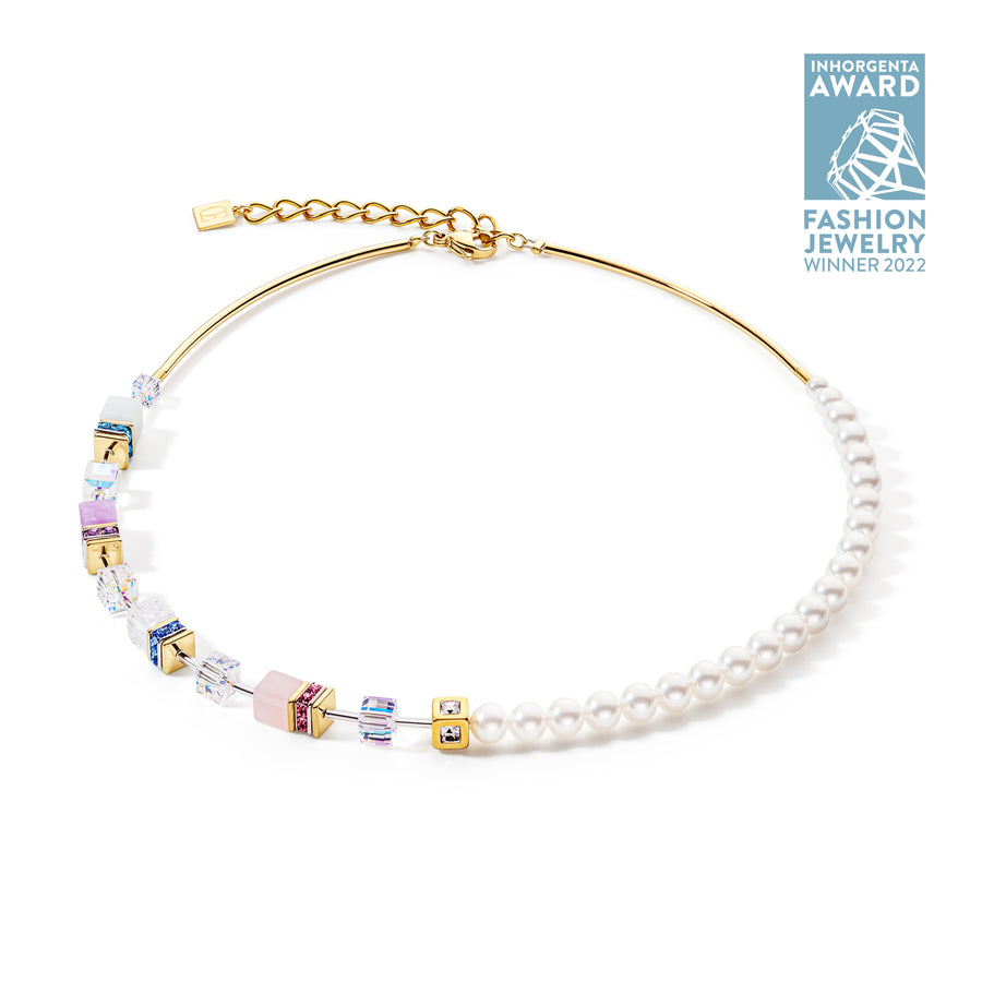 Collier GeoCUBE® Precious Fusion Pearls multicolore pastel
